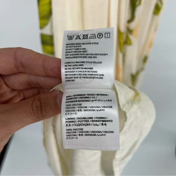 Farm Rio Cream Floral Boho V Neck Tie Back Adjustable Halter Maxi Dress Gown M - Picture 12 of 12